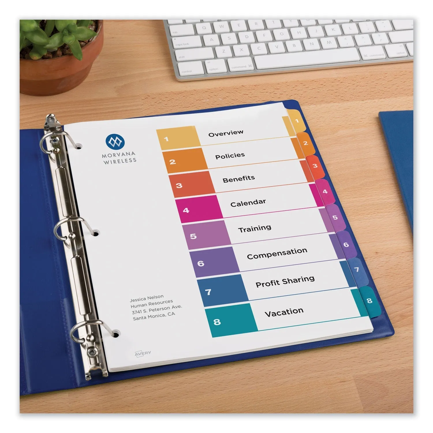 Avery® Customizable TOC Ready Index Multicolor Tab Dividers, Uncollated, 8-Tab, 1 to 8, 11 x 8.5, White, 24 Sets