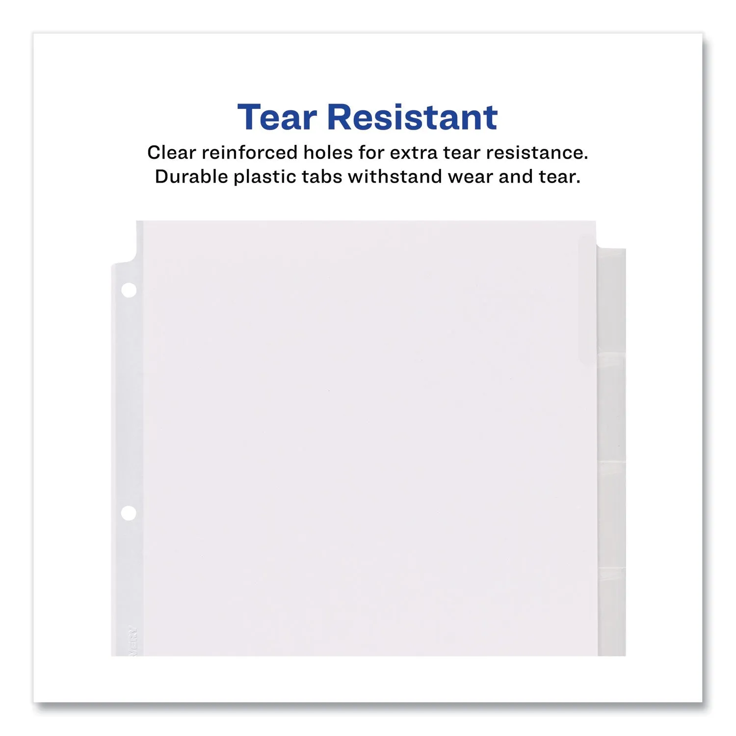 Avery® Insertable Big Tab Dividers, 5-Tab, Single-Sided Copper Edge Reinforcing, 11.13 x 9.25, White, Clear Tabs, 1 Set