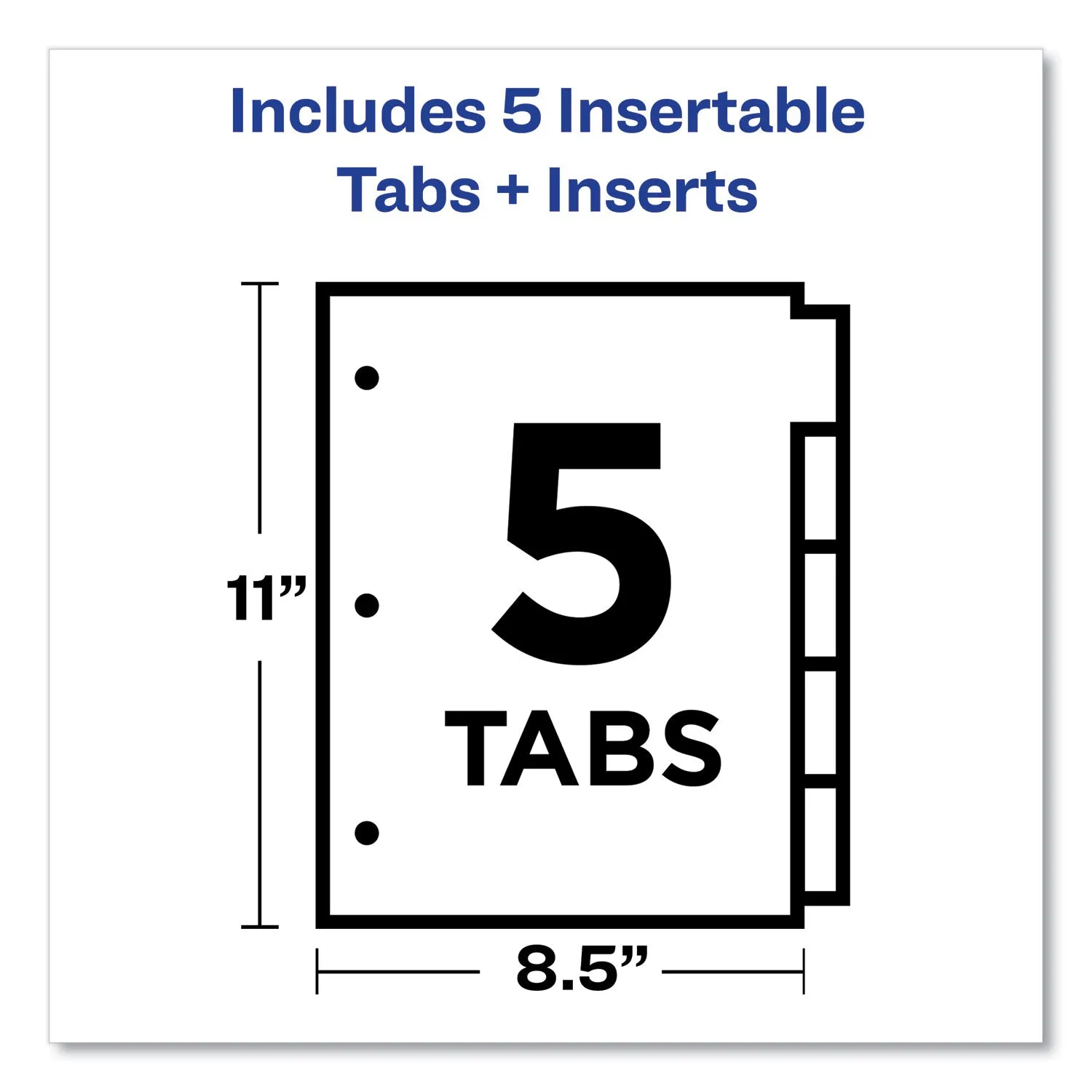 Avery® Insertable Big Tab Plastic Dividers, 5-Tab, 11 X 8.5, Assorted, 1 Set