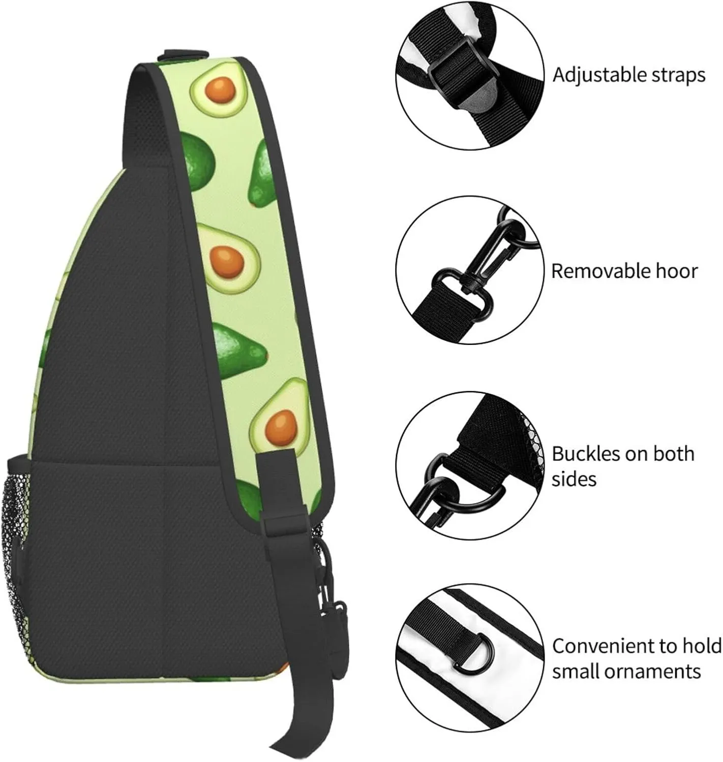 Avocado Crossbody Sling Bag For Women Men Adjustable Lightweight Chest Bag Shoulder Bag Sling Backpack Casual Daypack For Sport Travel Hiking