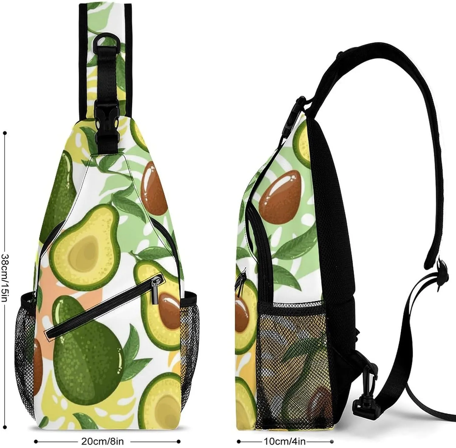 Avocado Fruit Sling Backpack Mens Woman Crossbody Backpack Chest Bag Running Daypack Hiking Bag Casual Daypacks Leisure Backpacks
