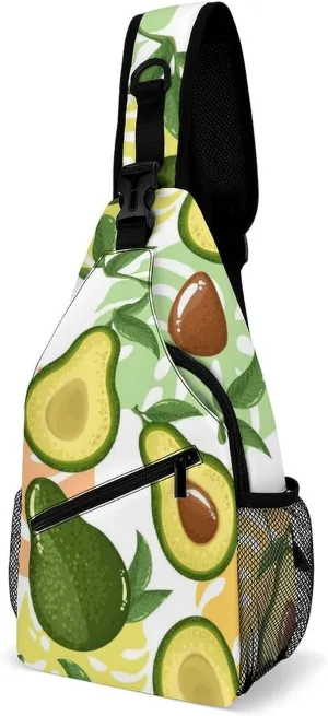 Avocado Fruit Sling Backpack Mens Woman Crossbody Backpack Chest Bag Running Daypack Hiking Bag Casual Daypacks Leisure Backpacks