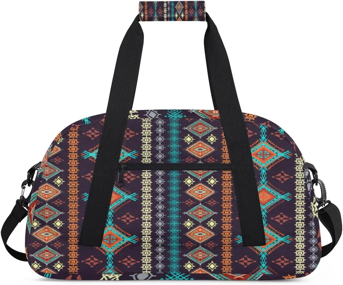 Aztec Tribe Gym Duffel Bag for Men Women Bohemian Sports Tote Bag with Adjustable Shoulder Strap for Dance Gymnastics Traveling Outdoor Camping Overnight Stay
