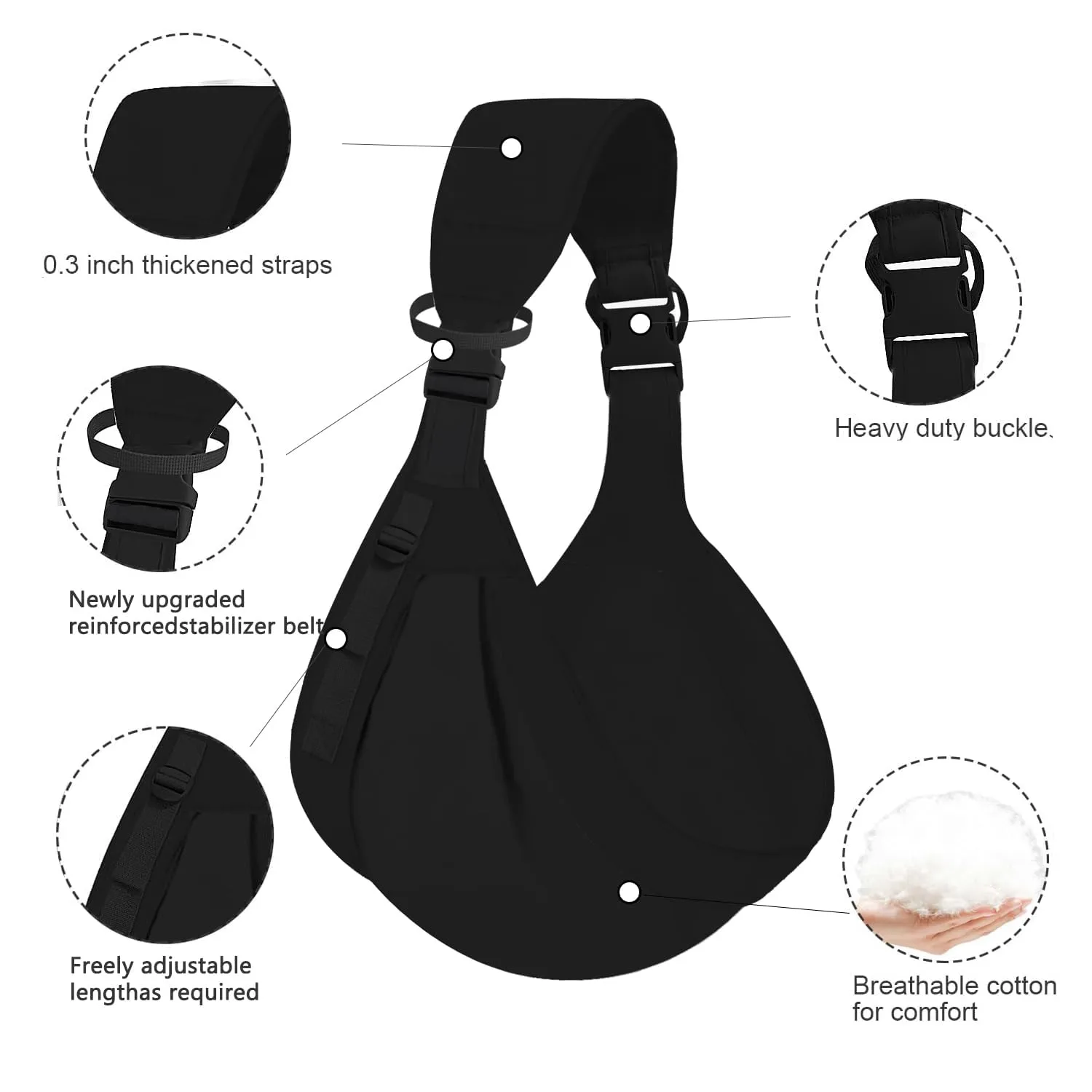 Baby Sling Carrier, Baby Sling,Baby Carrier Newborn to Toddler, Adjustable One Shoulder Labor-Saving Baby Holder, Baby Half Wrapped Sling Hip Carrier, Carrying 7-45 lbs (Black)