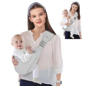 Baby Sling Carrier,Baby Sling, Baby Carrier Newborn to Toddler, Adjustable One Shoulder Labor-Saving Baby Holder, Baby Half Wrapped Sling Hip Carrier, Carrying 7-45 lbs (Grey)