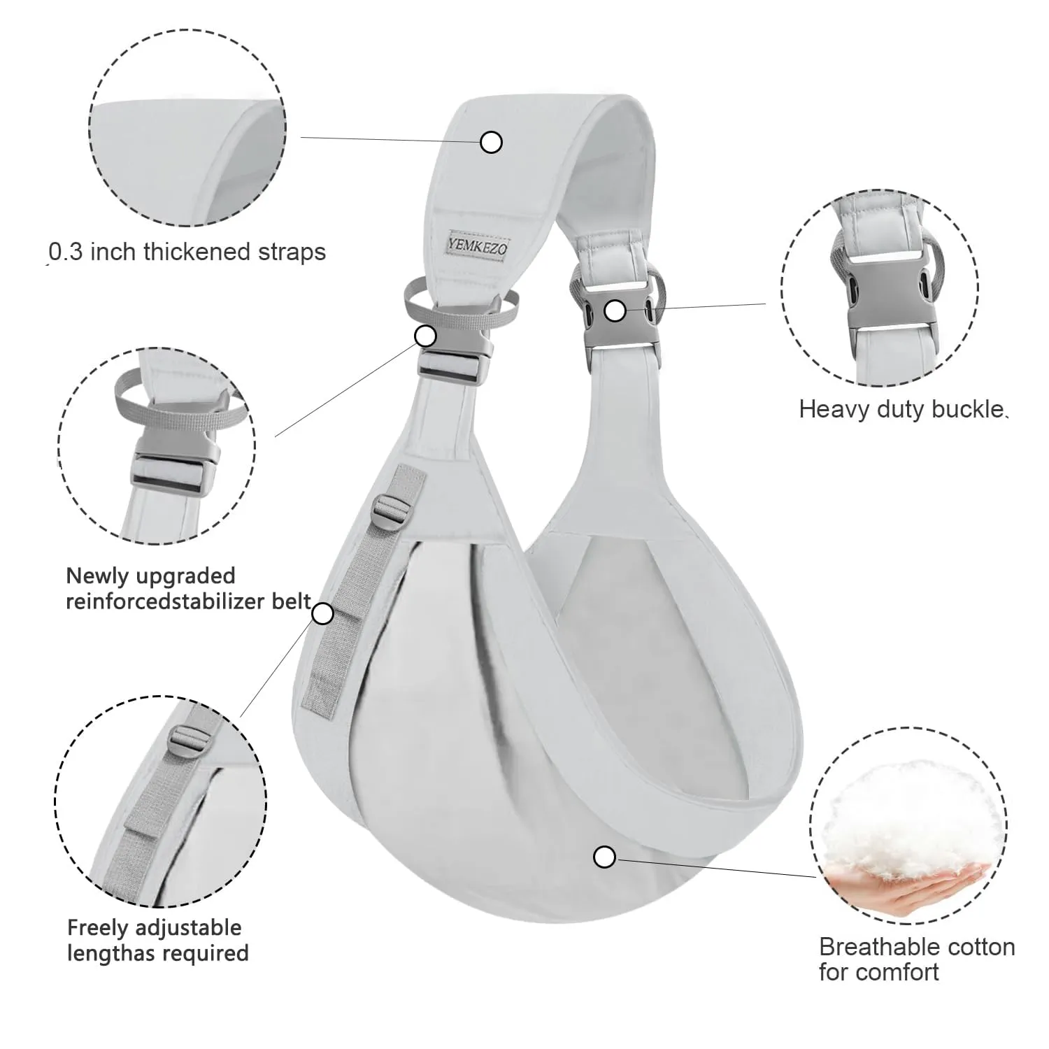 Baby Sling Carrier,Baby Sling, Baby Carrier Newborn to Toddler, Adjustable One Shoulder Labor-Saving Baby Holder, Baby Half Wrapped Sling Hip Carrier, Carrying 7-45 lbs (Grey)