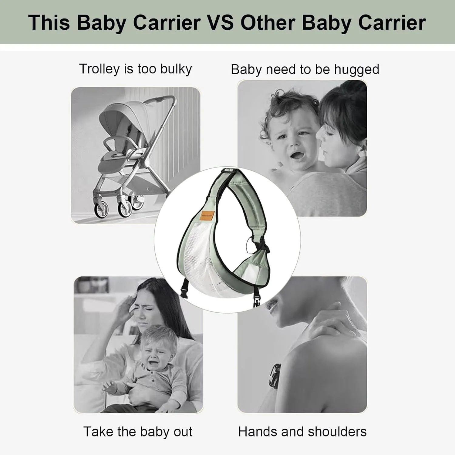 Baby Sling Carrier,Toddler Carrier,Baby Sling,Portable and Adjustable Non-Slip Hip Seat Carriers 10-45lbs(Grey,Mesh)