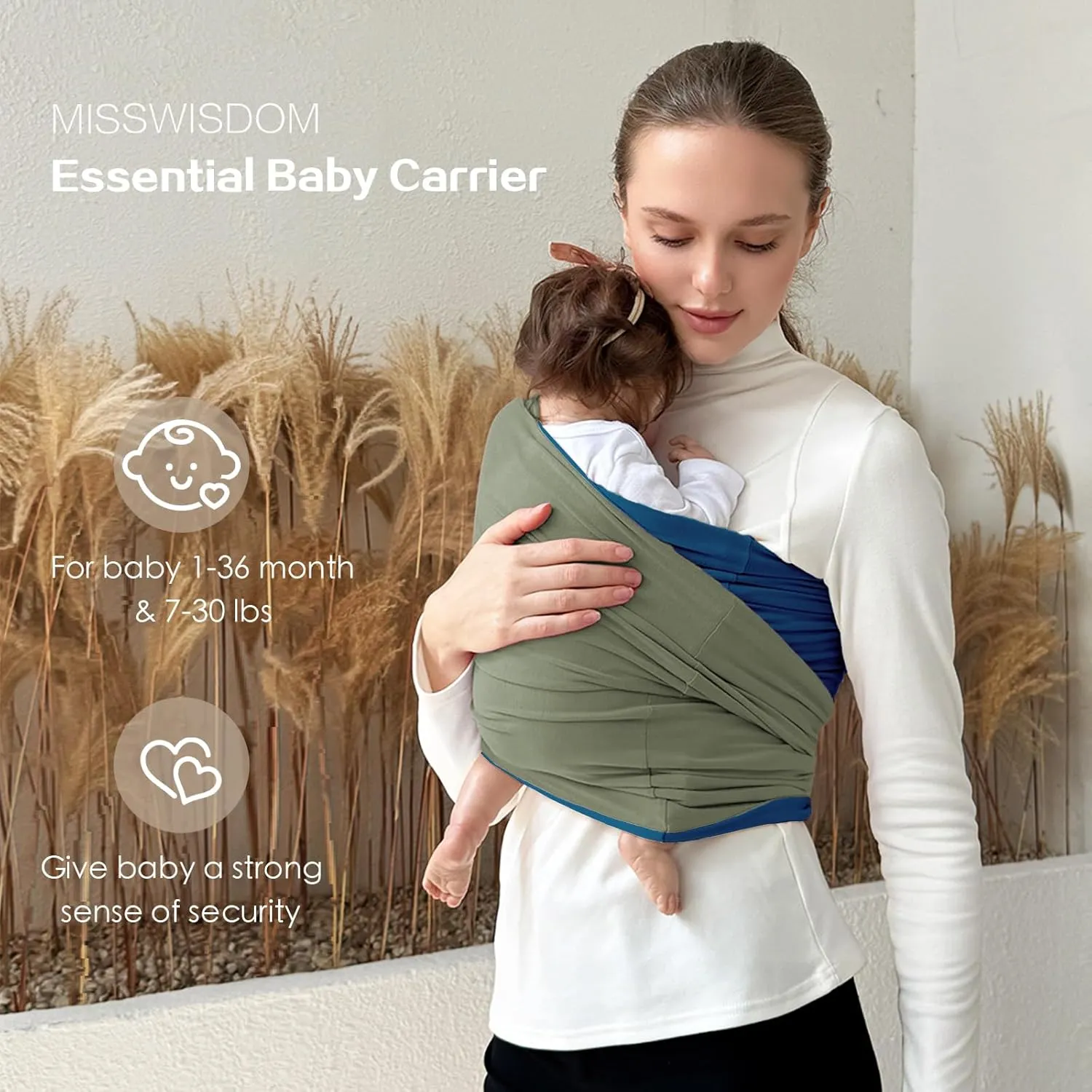 Baby Wraps Carrier, Baby Carrier Wrap Baby Wearing Wrap Newborn Wrap Carrier, Baby Sling, Baby Carrier Sling for Newborn and Infant, Blue Green