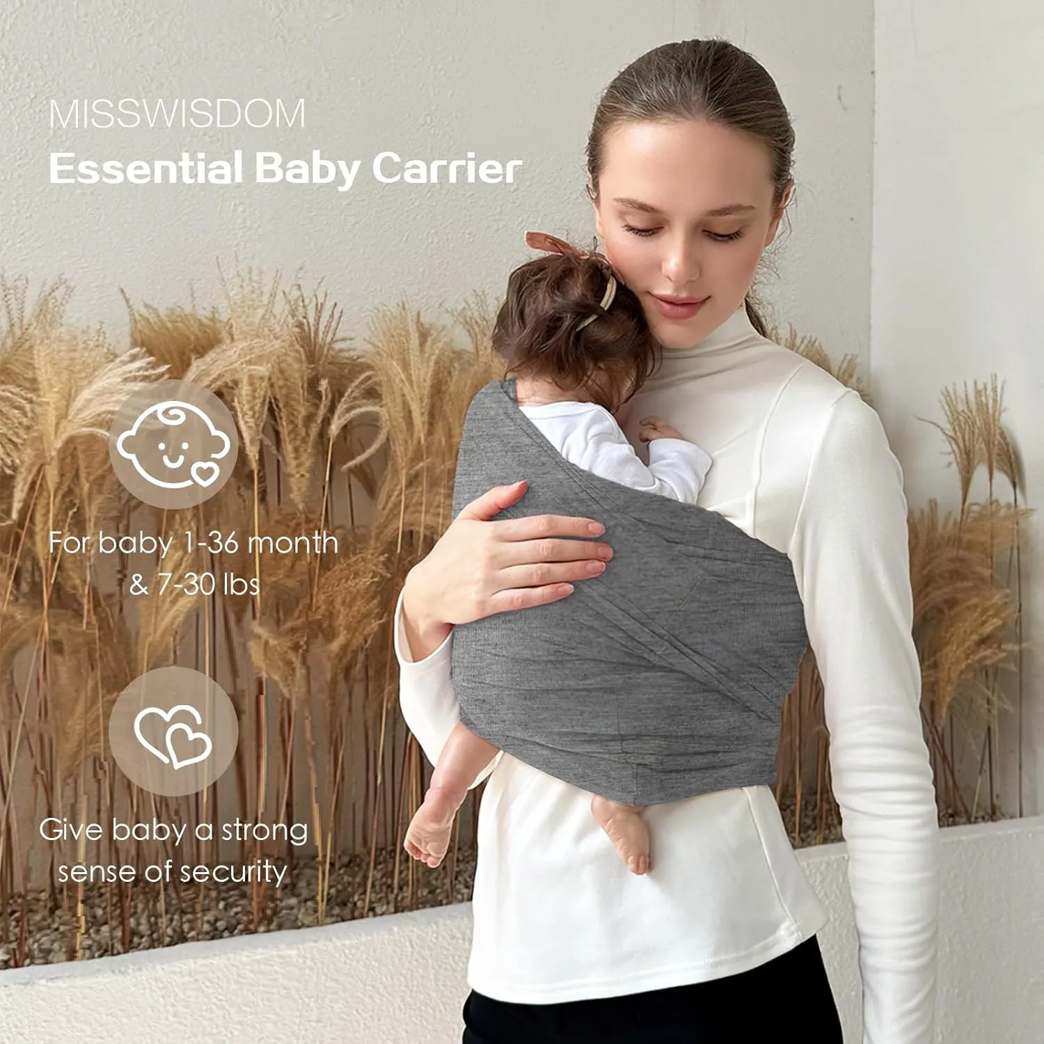 Baby Wraps Carrier, Baby Carrier Wrap Baby Wearing Wrap Newborn Wrap Carrier, Baby Sling, Baby Carrier Sling for Newborn and Infant, Grey