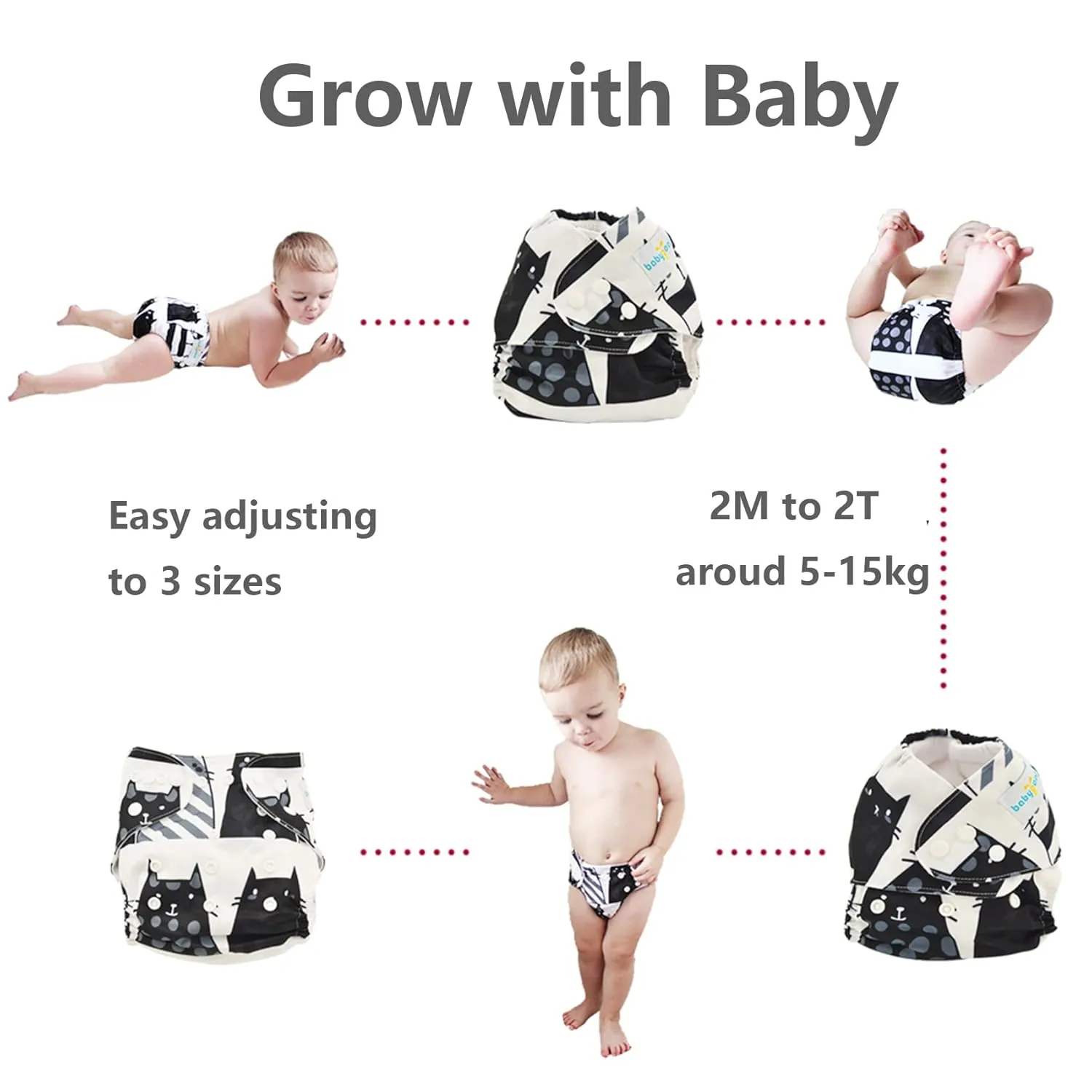babygoal Reusable Cloth Diapers for Girls, Adjustable Washable Nappy 6pcs  6pcs Microfiber Inserts One Wet Bag 6YDG08