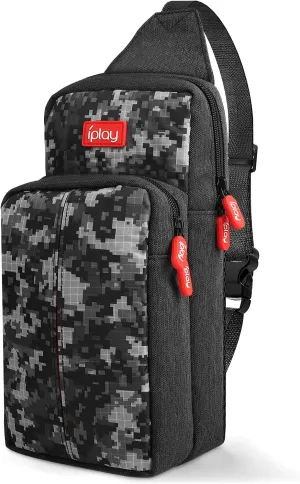 Backpack Carrying Travel Bag for Nintendo Switch/Lite/OLED/Console/Dock/Joy-Cons&Accessories Storage, Portable Nylon Waterproof Crossbody Shoulder Chest Sling Side Gaming Bag for Men, Camouflage