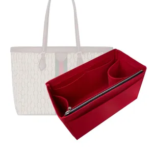 Bag Organizer fits Ophidia Medium Tote Bag Organizer, Ophidia Large Tote Bag Organizer, Handmade 2mm Premium Felt Insert with Gold Zipper Snug Sturdy Fit (For Ophidia Medium Tote, Red)