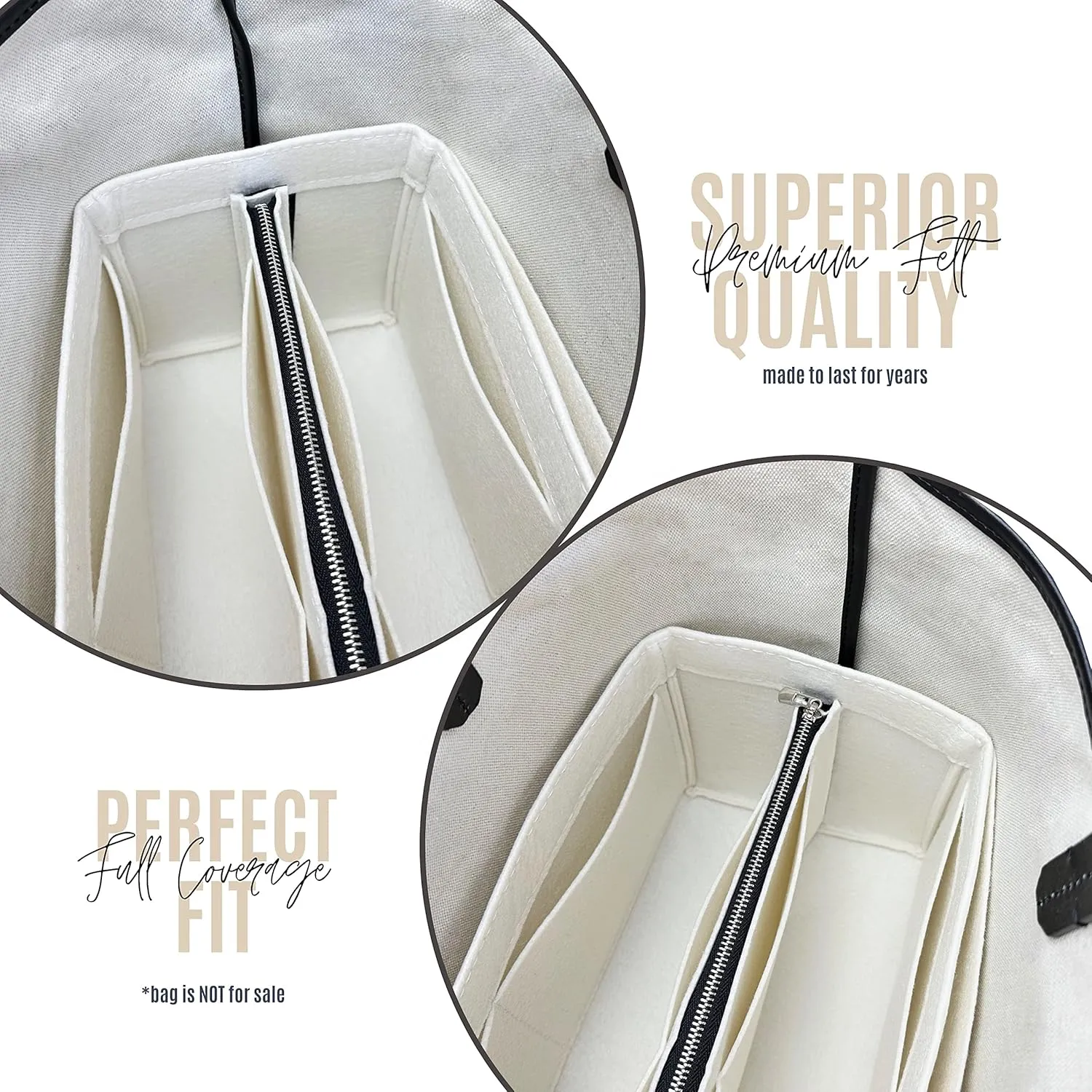 Bag Organizer for St louis PM Bag Organizer St Louis GM Tote Bag Insert Handmade 3mm Premium Felt Snug Sturdy Silver Zipper (For St Louis PM, Geyser Blue)