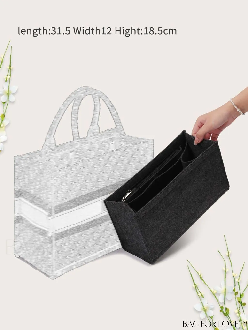 BagForLove - Exclusive Medium Book Tote Bag Organizer - Optimal Inner Divider for Effortless Organization