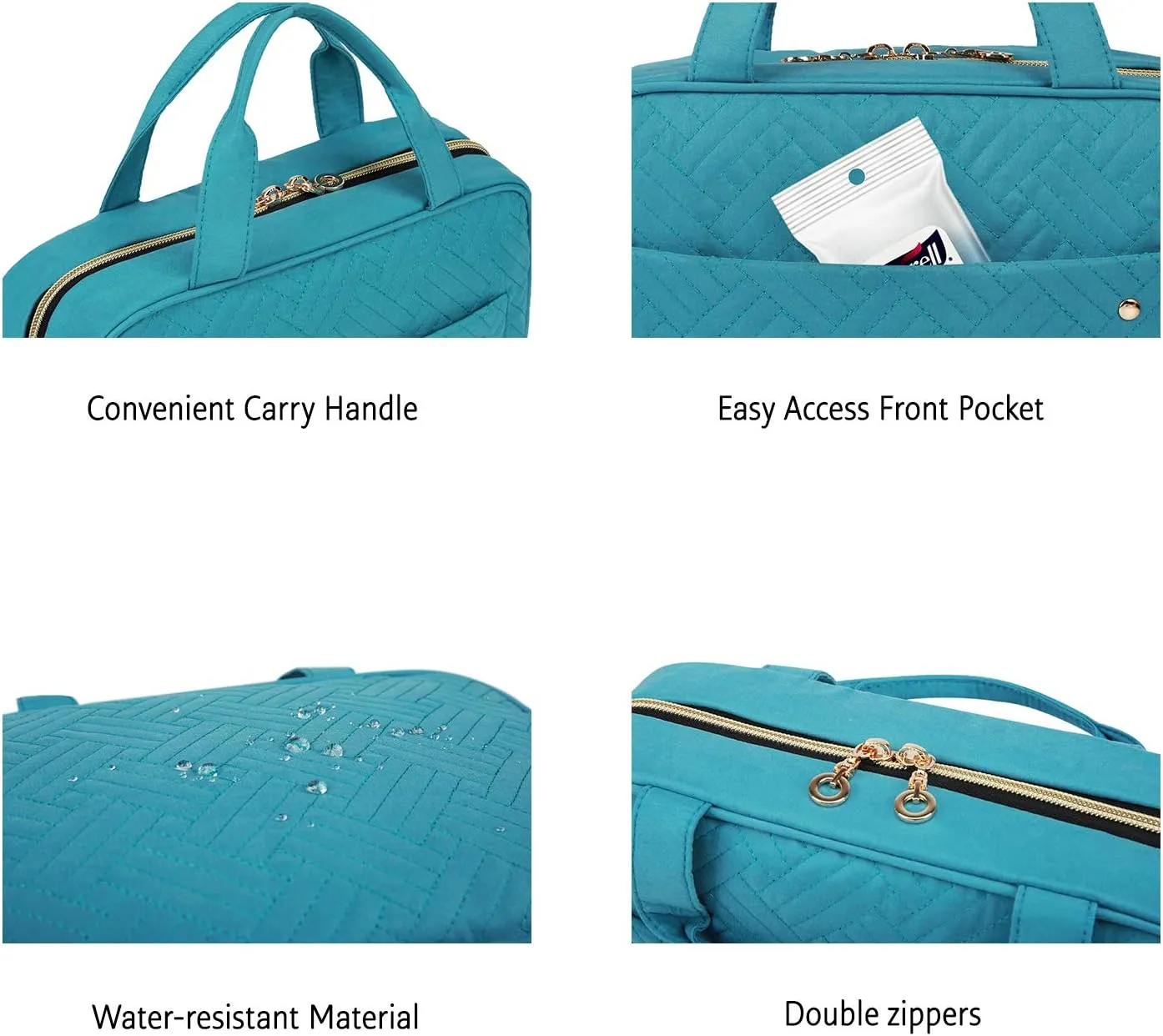 BAGSMART Toiletry Bag Travel Bag with hanging hook, Water-resistant Makeup Cosmetic Bag Travel Organizer for Accessories, Shampoo, Full Sized Container, Toiletries, Teal