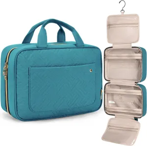 BAGSMART Toiletry Bag Travel Bag with hanging hook, Water-resistant Makeup Cosmetic Bag Travel Organizer for Accessories, Shampoo, Full Sized Container, Toiletries, Teal
