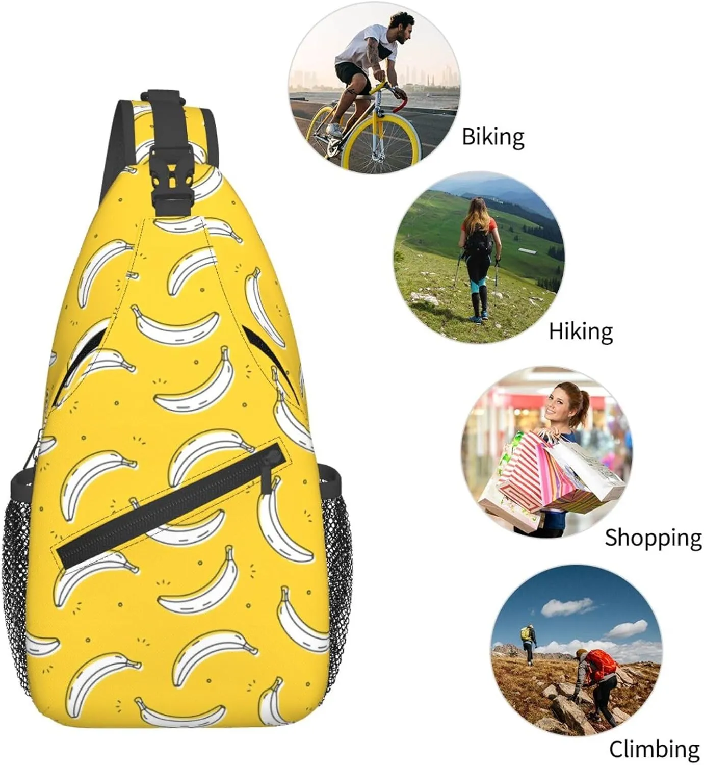 Banana Crossbody Sling Bag For Women Men Fashion Chest Bag Shoulder Bag Sling Backpack Travel Hiking Casual Sport Daypack