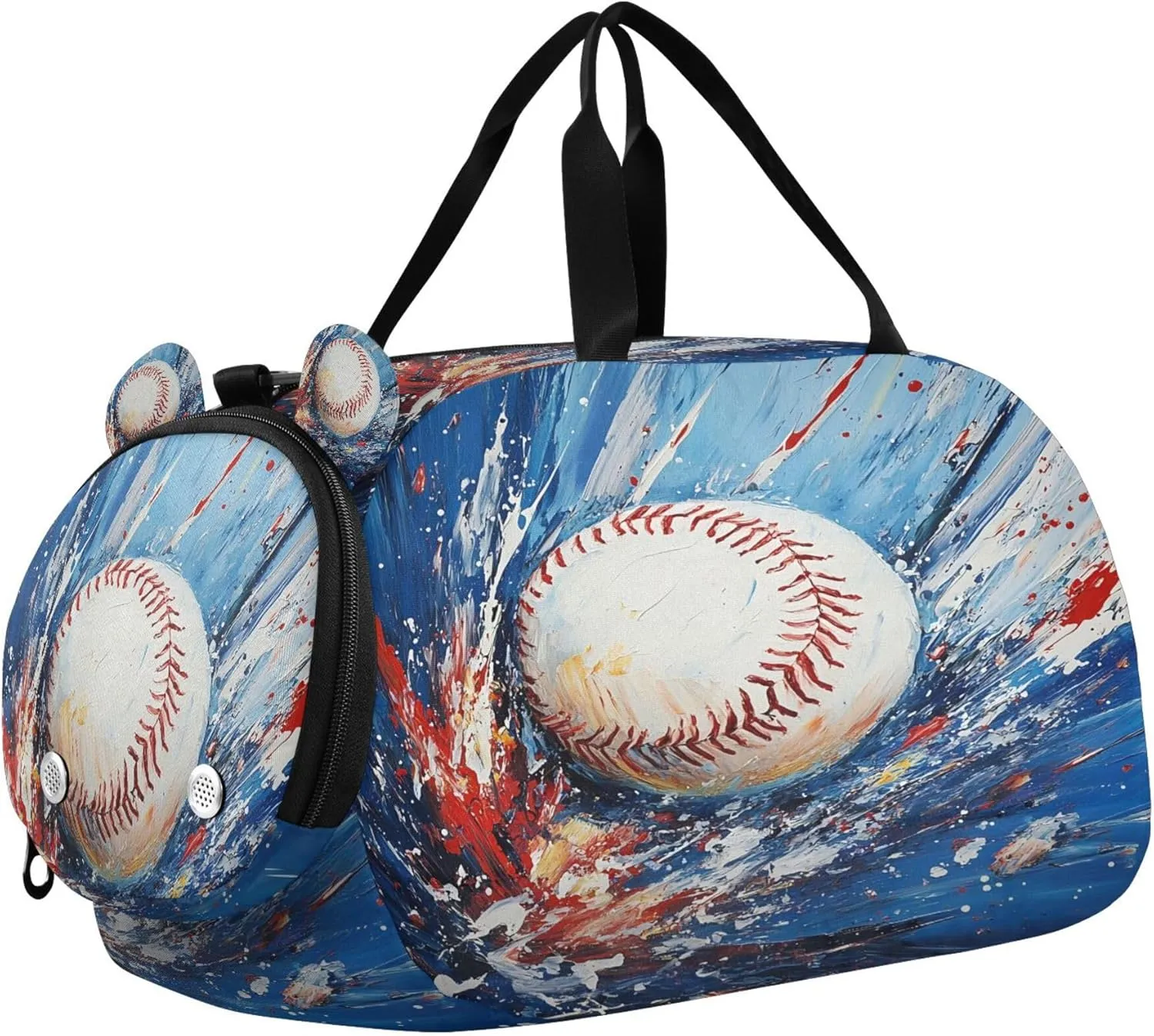 Baseball Kids Overnight Sports Duffel Bags with Shoe Compartment & Wet Pocket Travel Sport Gym Bag for Girls Boys