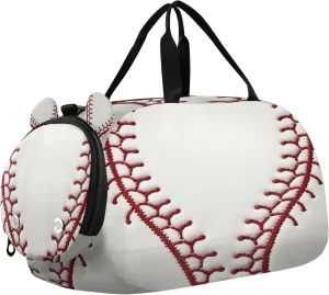 Baseball Seams Kids Overnight Sports Duffel Bags with Shoe Compartment & Wet Pocket Travel Sport Gym Bag for Girls Boys