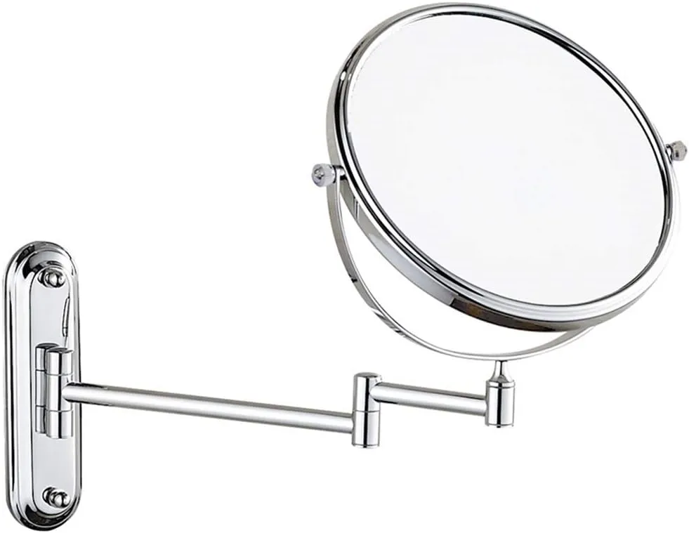 Bathroom Makeup Mirrors Wall Mounted Brass Double Sided 360° Swivel Magnifying Vanity Shaving Extendable Adjustable (Color : 6inch, Size : 7X)