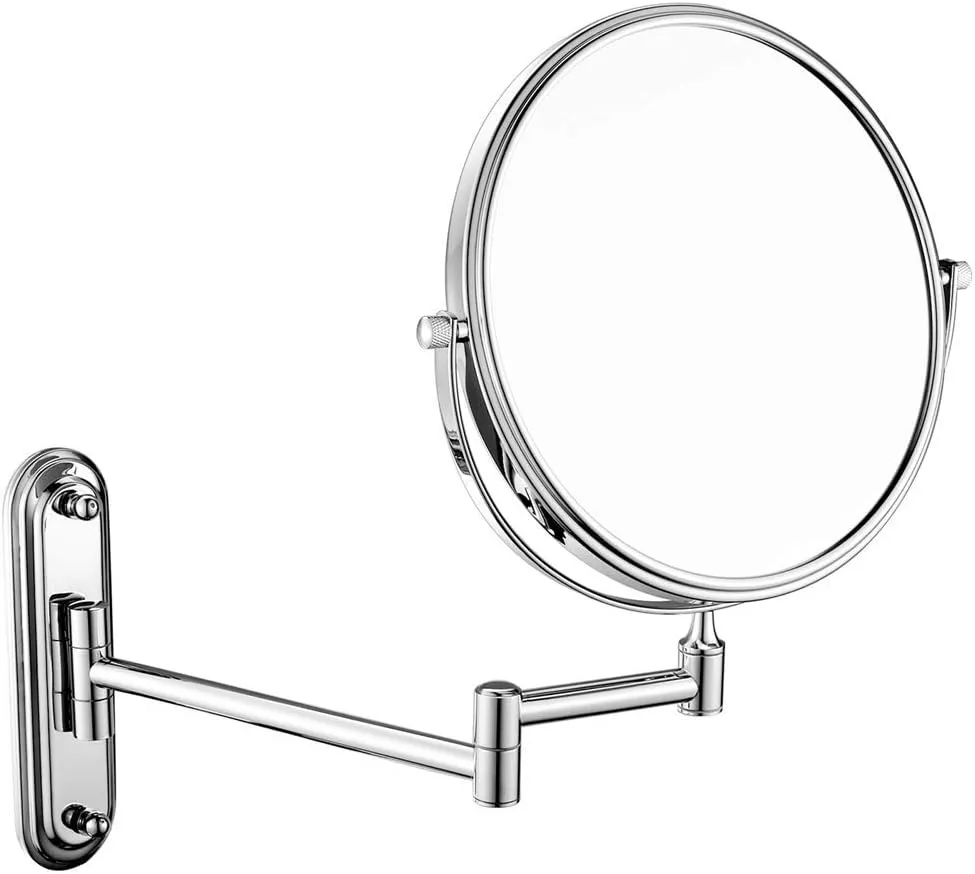 Bathroom Makeup Mirrors Wall Mounted Brass Double Sided 360° Swivel Magnifying Vanity Shaving Extendable Adjustable (Color : 6inch, Size : 7X)
