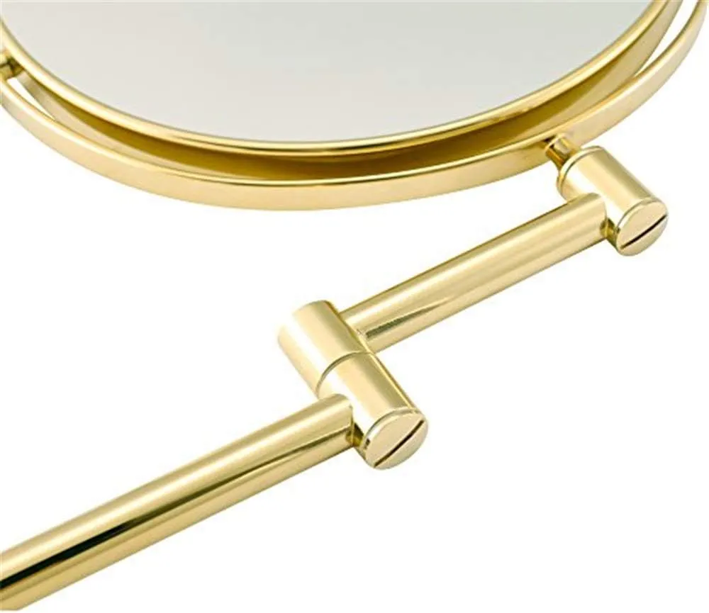 Bathroom Makeup Mirrors Wall Mounted Magnifying Sturdy Double Sided Adjustable Cosmetic Shaving Vanity Extendable Swivel (Color : Gold, Size : 3X)