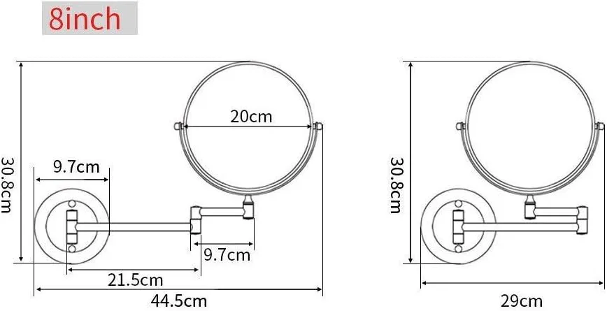 Bathroom Makeup Mirrors Wall Mounted Magnifying Sturdy Double Sided Adjustable Cosmetic Shaving Vanity Extendable Swivel (Color : Gold, Size : 3X)