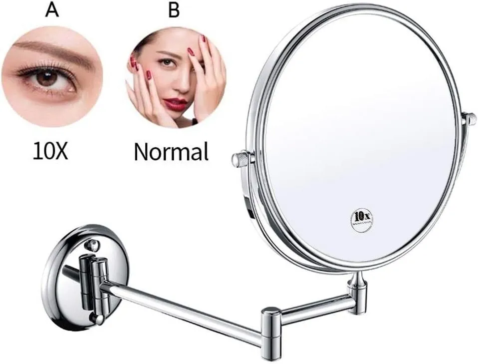 Bathroom Makeup Mirrors Wall Mounted Magnifying Sturdy Double Sided Adjustable Cosmetic Shaving Vanity Extendable Swivel(Chrome,7X)