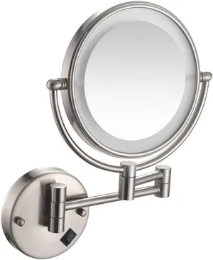 Bathroom Shaving Mirror Wall Mounted 8 Inch USB Charge Makeup Mirror 1x/3x Magnification Vanity Mirror Extendable (Color : #1)
