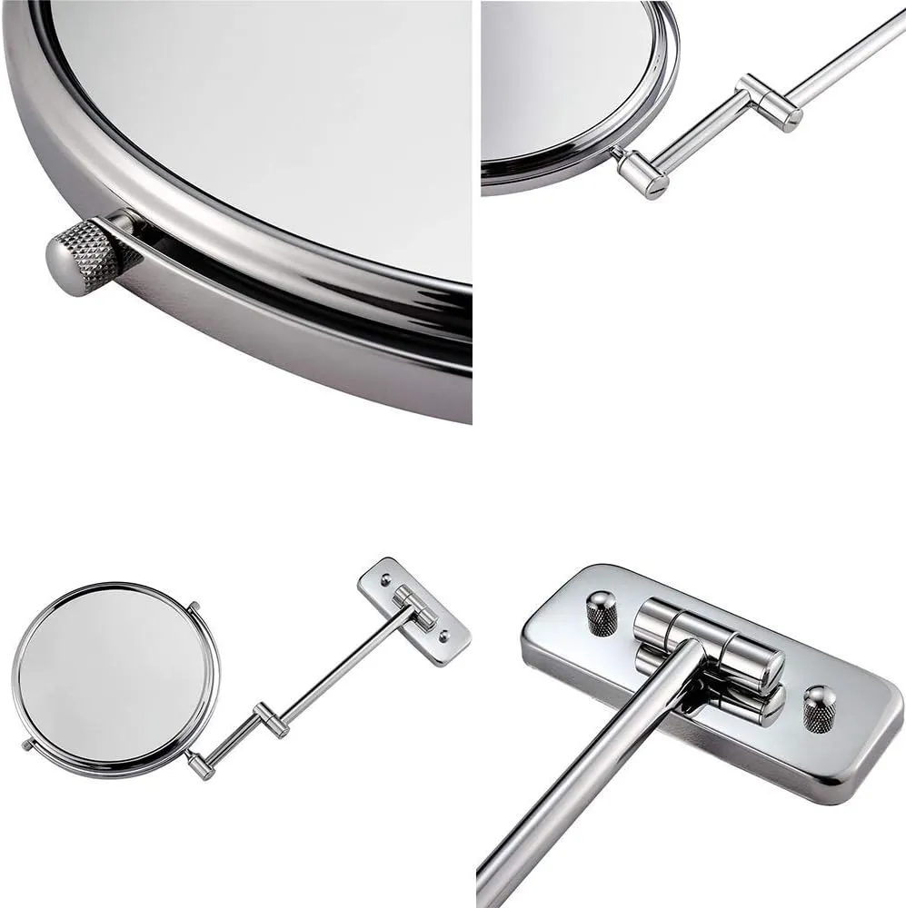Bathroom Vanity Mirrors, Wall Mounted Magnifying Sturdy Double Sided Adjustable Cosmetic Shaving Makeup Extendable(8inch,5X)