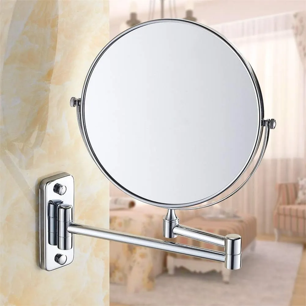 Bathroom Vanity Mirrors, Wall Mounted Magnifying Sturdy Double Sided Adjustable Cosmetic Shaving Makeup Extendable(8inch,5X)