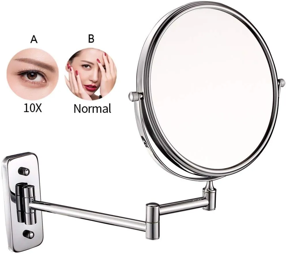 Bathroom Vanity Mirrors, Wall Mounted Magnifying Sturdy Double Sided Adjustable Cosmetic Shaving Makeup Extendable(8inch,5X)