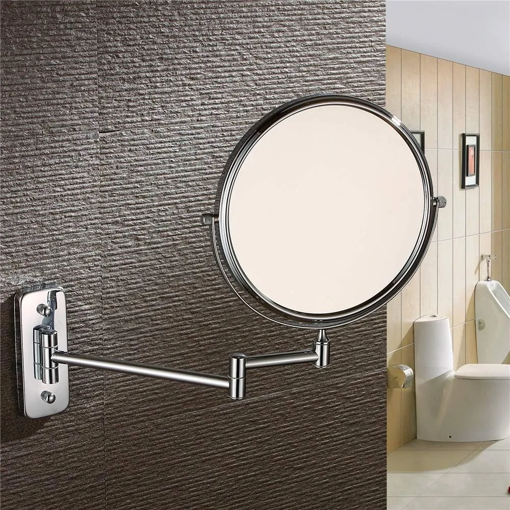 Bathroom Vanity Mirrors, Wall Mounted Magnifying Sturdy Double Sided Adjustable Cosmetic Shaving Makeup Extendable(8inch,5X)