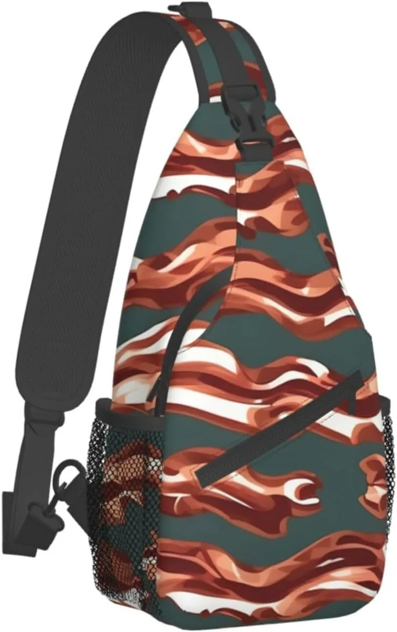 Beach Sunrise And Backlit Palm Tree Crossbody Bag Chest Shoulder Bag Small Casual Backpack Suitable For Women Men Hiking