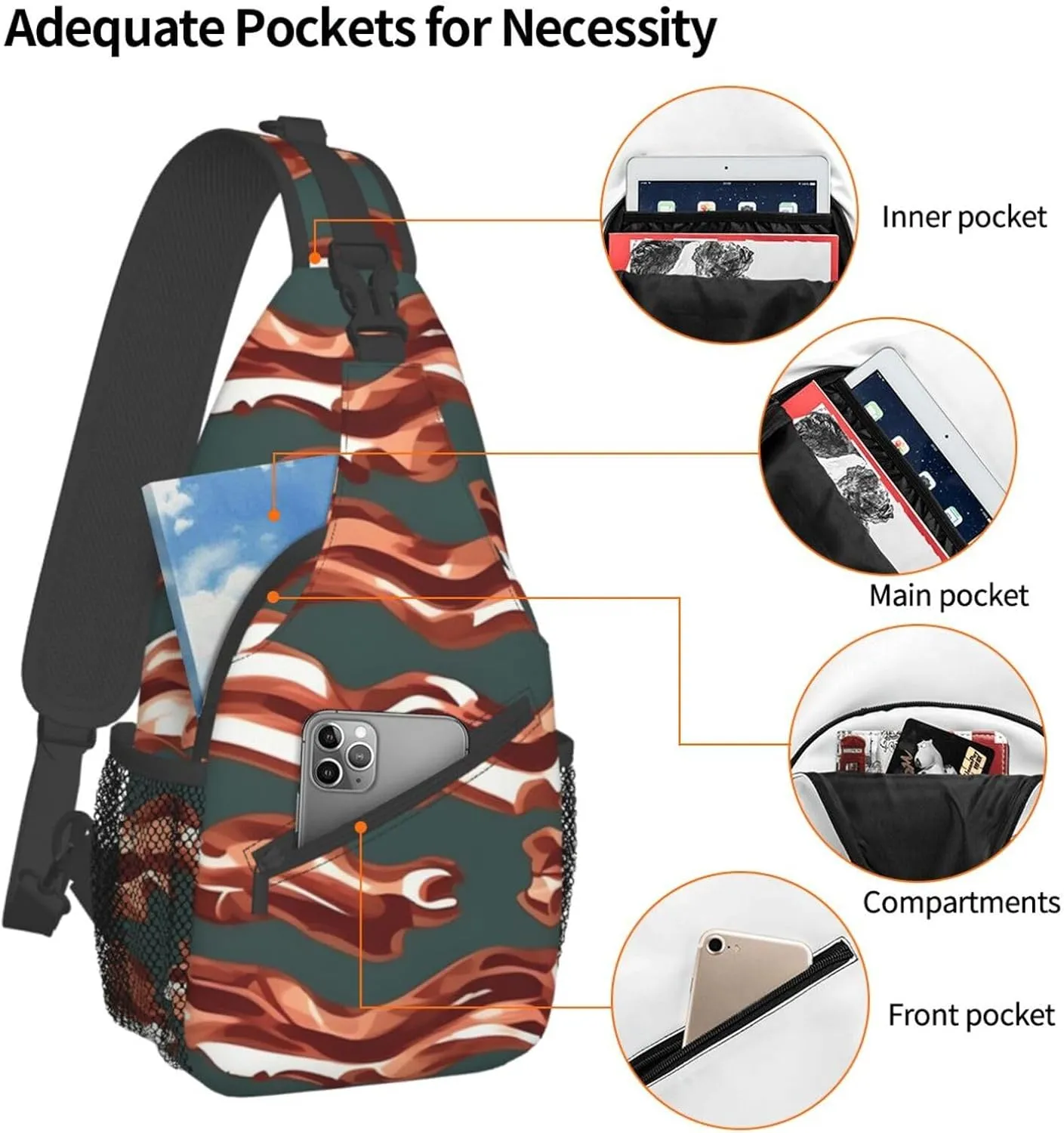Beach Sunrise And Backlit Palm Tree Crossbody Bag Chest Shoulder Bag Small Casual Backpack Suitable For Women Men Hiking