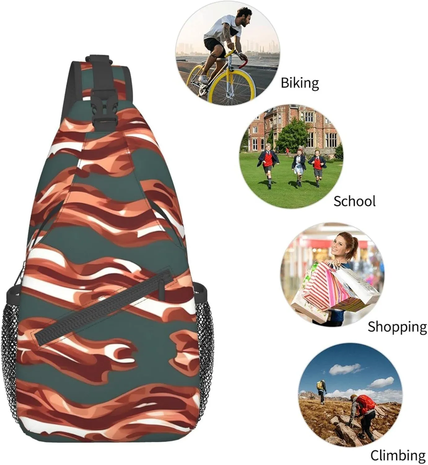Beach Sunrise And Backlit Palm Tree Crossbody Bag Chest Shoulder Bag Small Casual Backpack Suitable For Women Men Hiking
