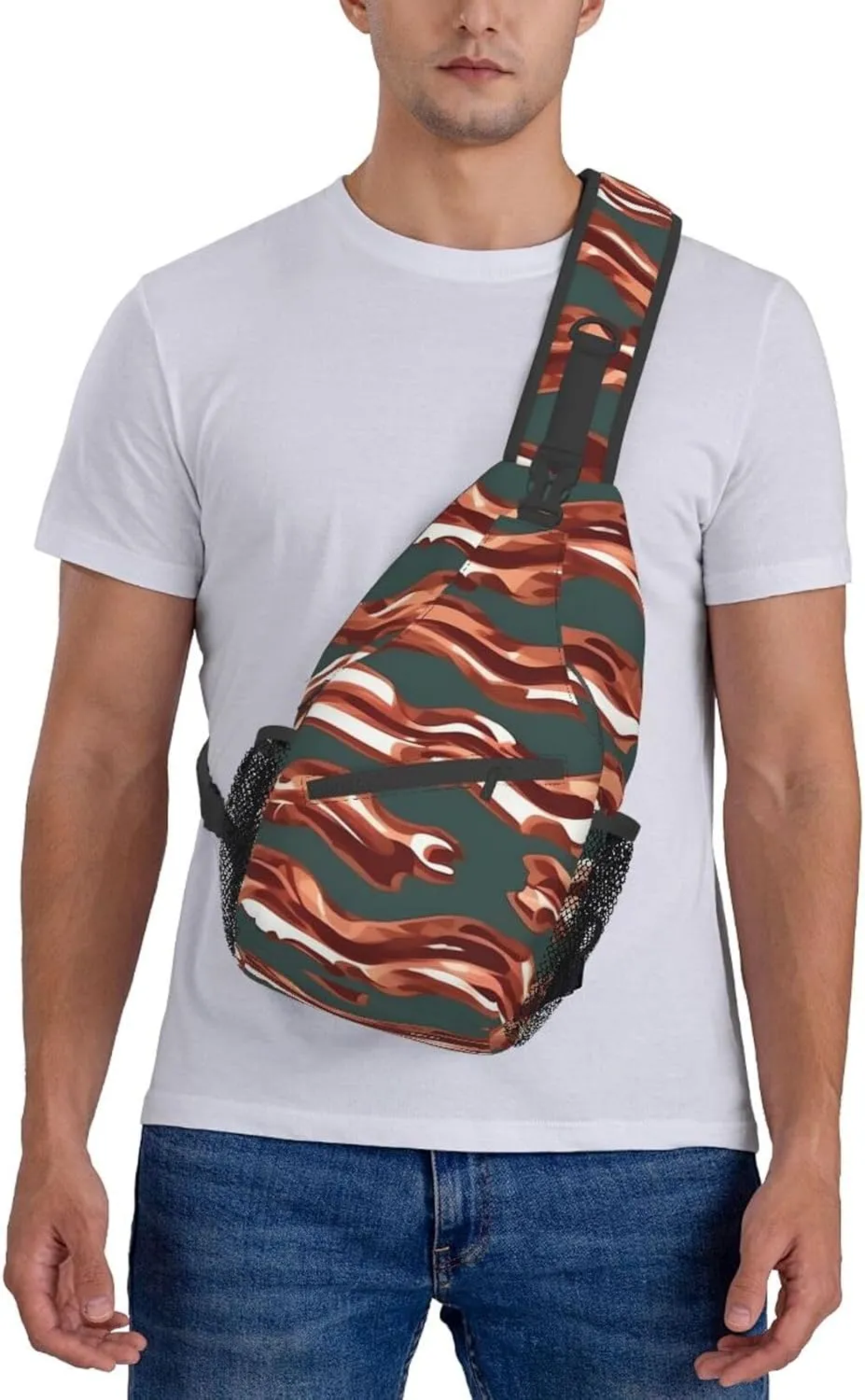 Beach Sunrise And Backlit Palm Tree Crossbody Bag Chest Shoulder Bag Small Casual Backpack Suitable For Women Men Hiking