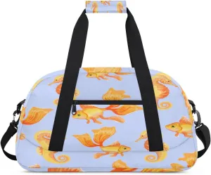 Beautiful Goldfish Gym Duffel Bag for Men Women Seahorse Sports Tote Bag with Adjustable Shoulder Strap for Dance Gymnastics Traveling Outdoor Camping Overnight Stay