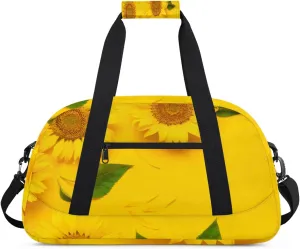 Beautiful Sunflowers Gym Duffel Bag for Men Women Petals Leaves Sports Tote Bag with Adjustable Shoulder Strap for Dance Gymnastics Traveling Outdoor Camping Overnight Stay
