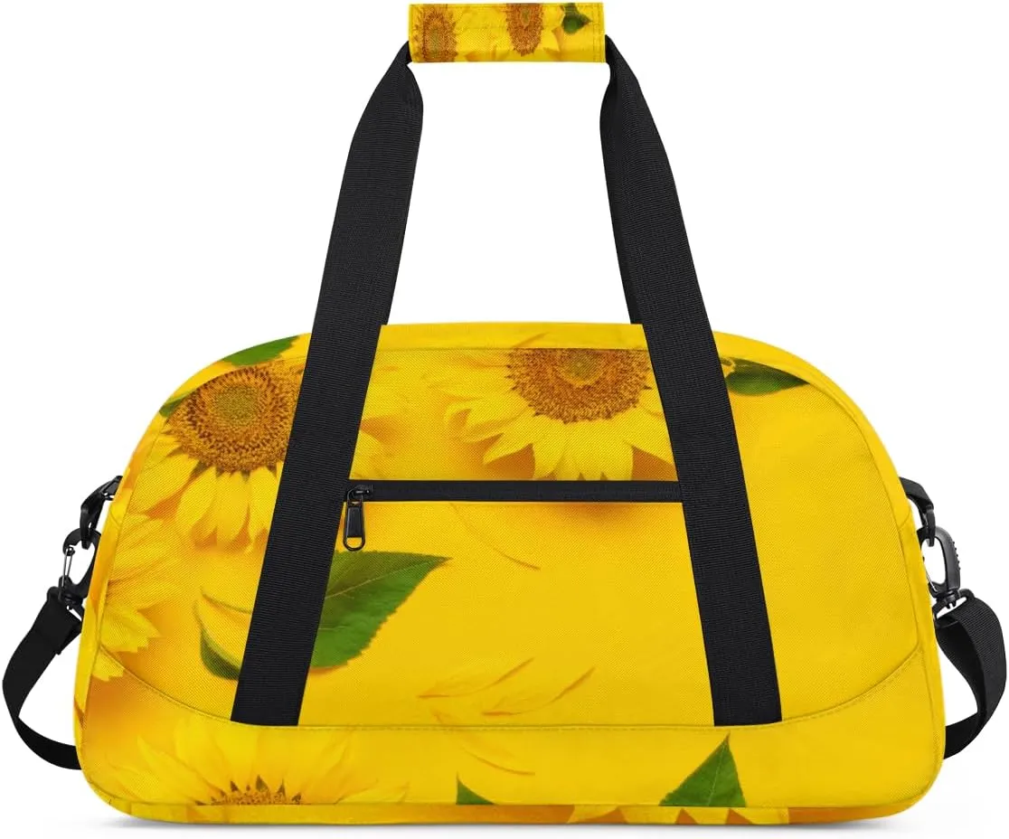Beautiful Sunflowers Gym Duffel Bag for Men Women Petals Leaves Sports Tote Bag with Adjustable Shoulder Strap for Dance Gymnastics Traveling Outdoor Camping Overnight Stay