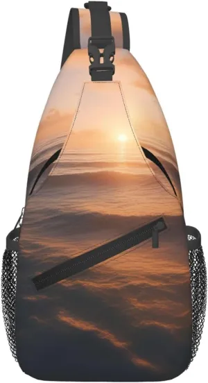 Beautiful Sunrise Ocean 1 Men'S Casual Chest Crossbody Bag, Lightweight Durable Shoulder Sling Pack For Daily Use, Travel, And Outdoor.