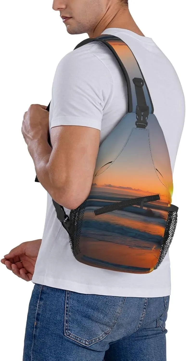 Beautiful Sunrise Ocean Print Lightweight Sling Small Shoulder Bag - Chic Cross Chest Bag With Adjustable Strap