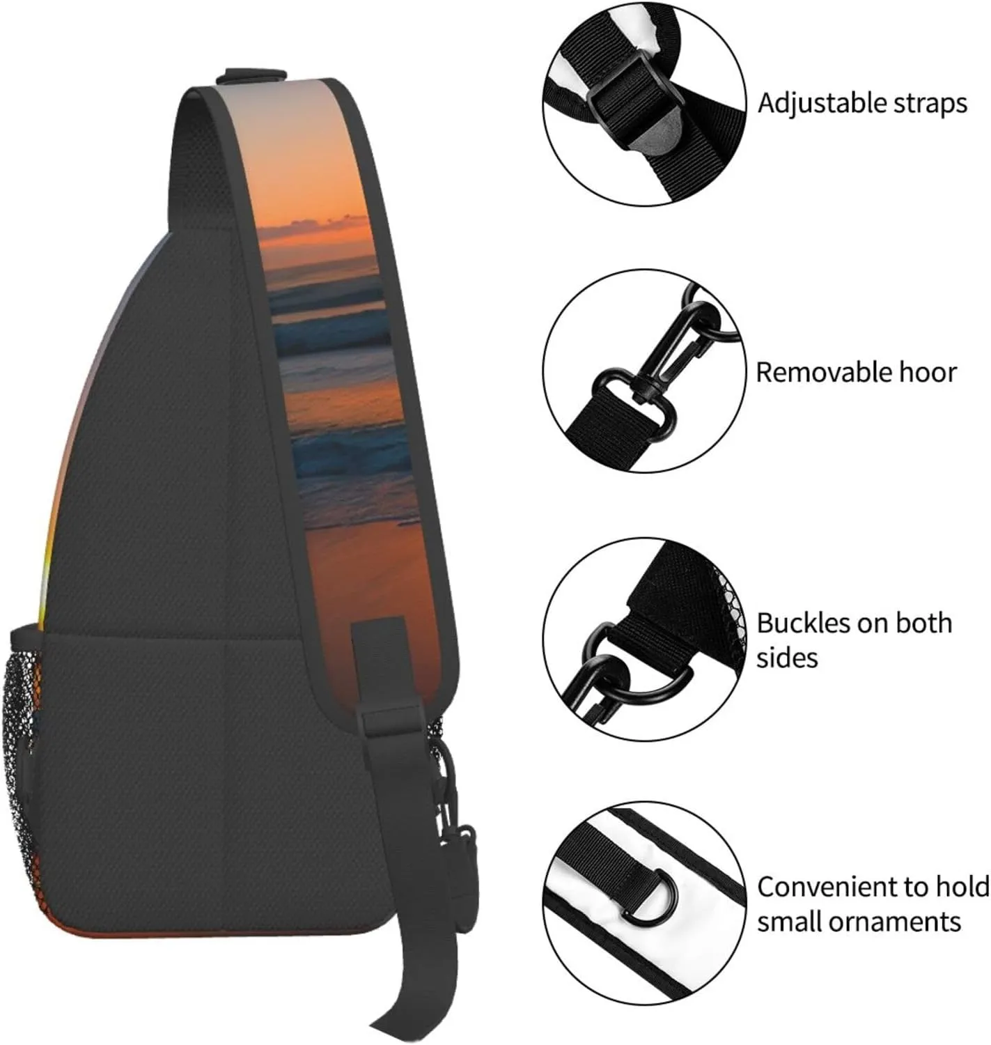 Beautiful Sunrise Ocean Print Lightweight Sling Small Shoulder Bag - Chic Cross Chest Bag With Adjustable Strap