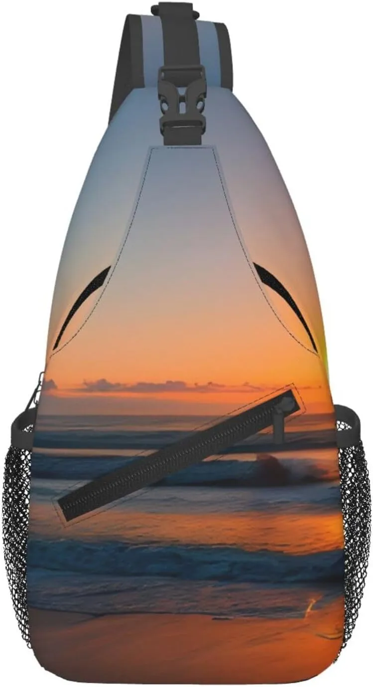 Beautiful Sunrise Ocean Print Lightweight Sling Small Shoulder Bag - Chic Cross Chest Bag With Adjustable Strap