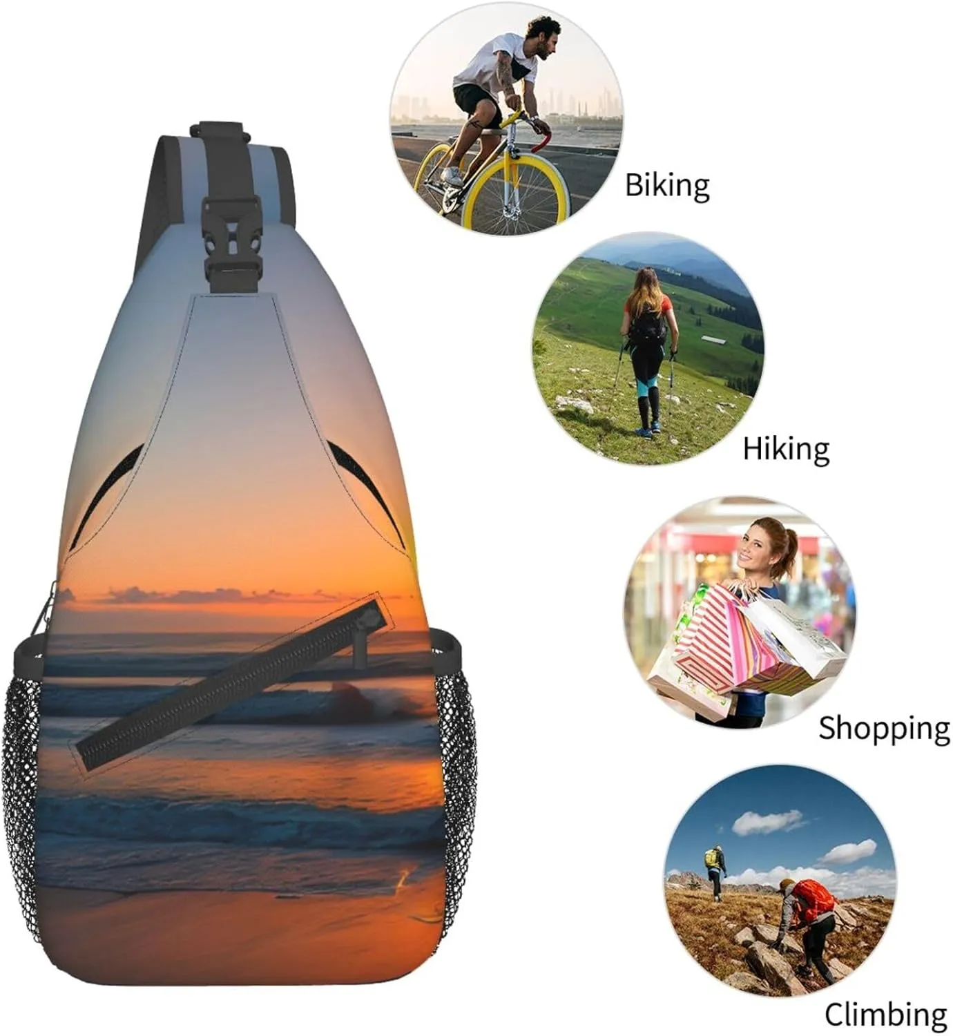 Beautiful Sunrise Ocean Print Lightweight Sling Small Shoulder Bag - Chic Cross Chest Bag With Adjustable Strap