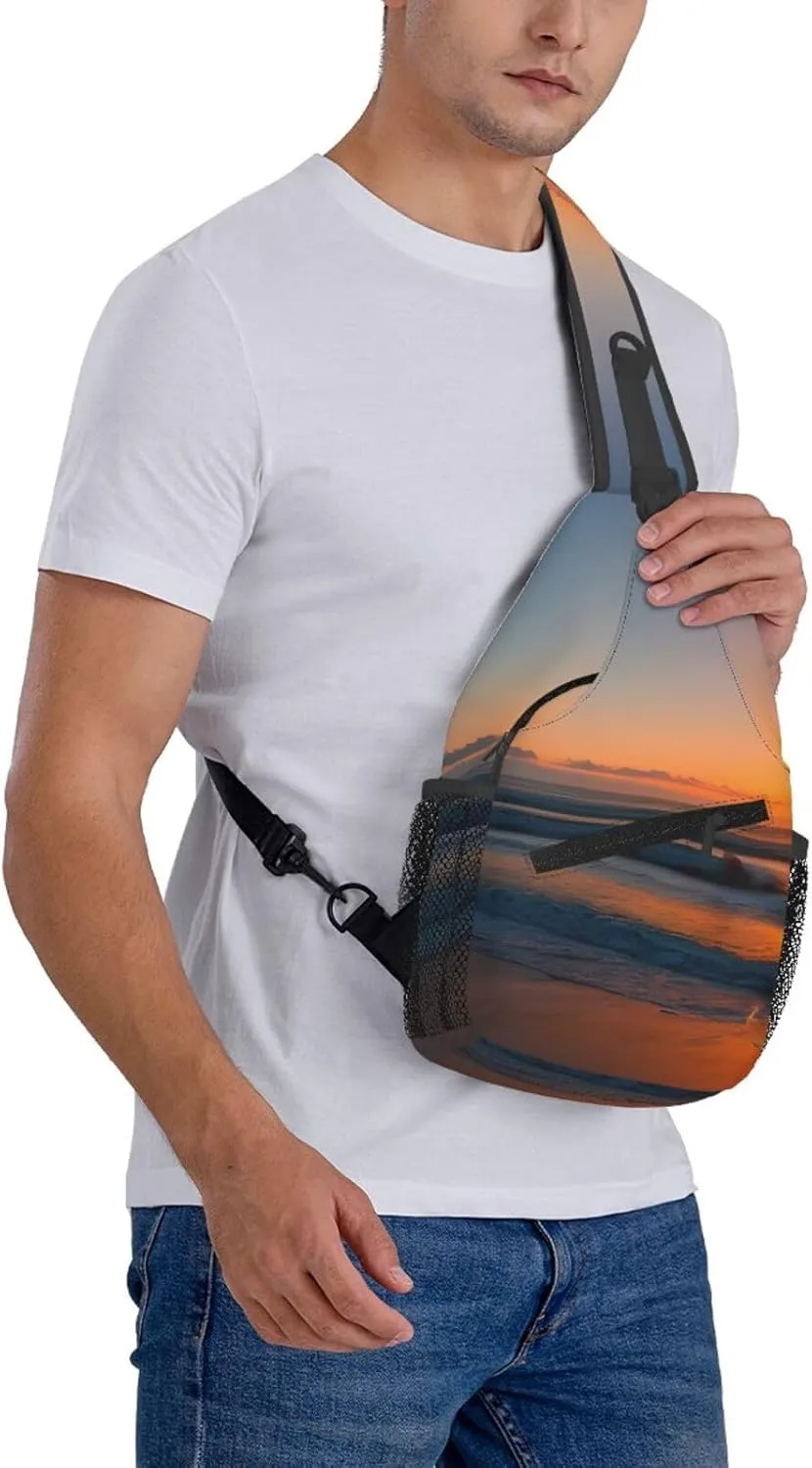 Beautiful Sunrise Ocean Print Lightweight Sling Small Shoulder Bag - Chic Cross Chest Bag With Adjustable Strap