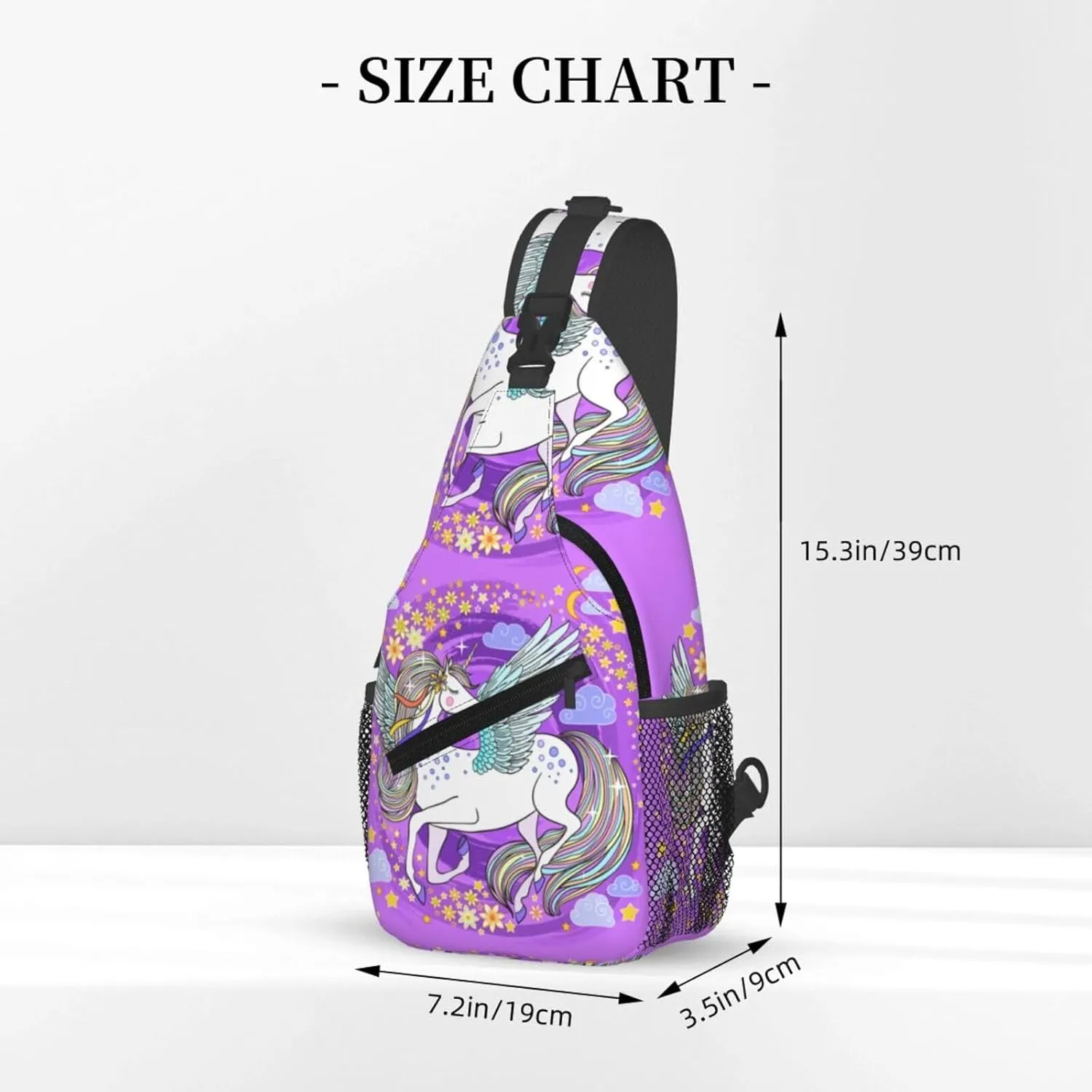 Beautiful Unicorns On A Pink Chest Sling Bag Crossbody Shoulder Backpack Bag Gym Cycling Daypack Travel Hiking Cross Bag
