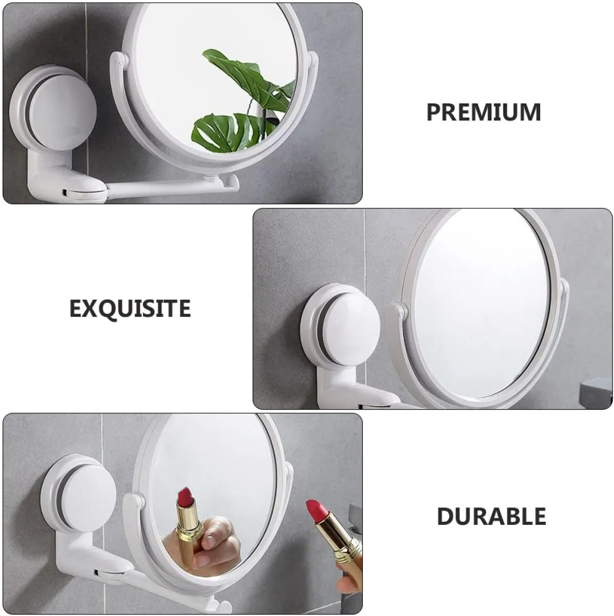 Beauty Wall- Angle Style Cosmetic Cup and Hotel with for Mirror, Adjustable Wall- Mounted Mounted Swivel Punch- Suction Degree Small Wall Hanging Makeup Mirror Folding