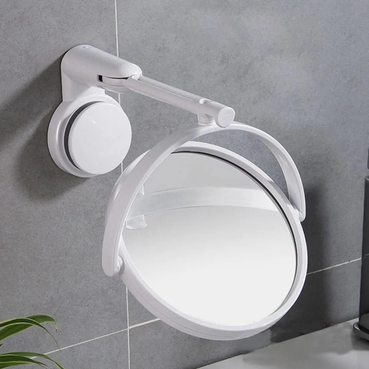 Beauty Wall- Angle Style Cosmetic Cup and Hotel with for Mirror, Adjustable Wall- Mounted Mounted Swivel Punch- Suction Degree Small Wall Hanging Makeup Mirror Folding