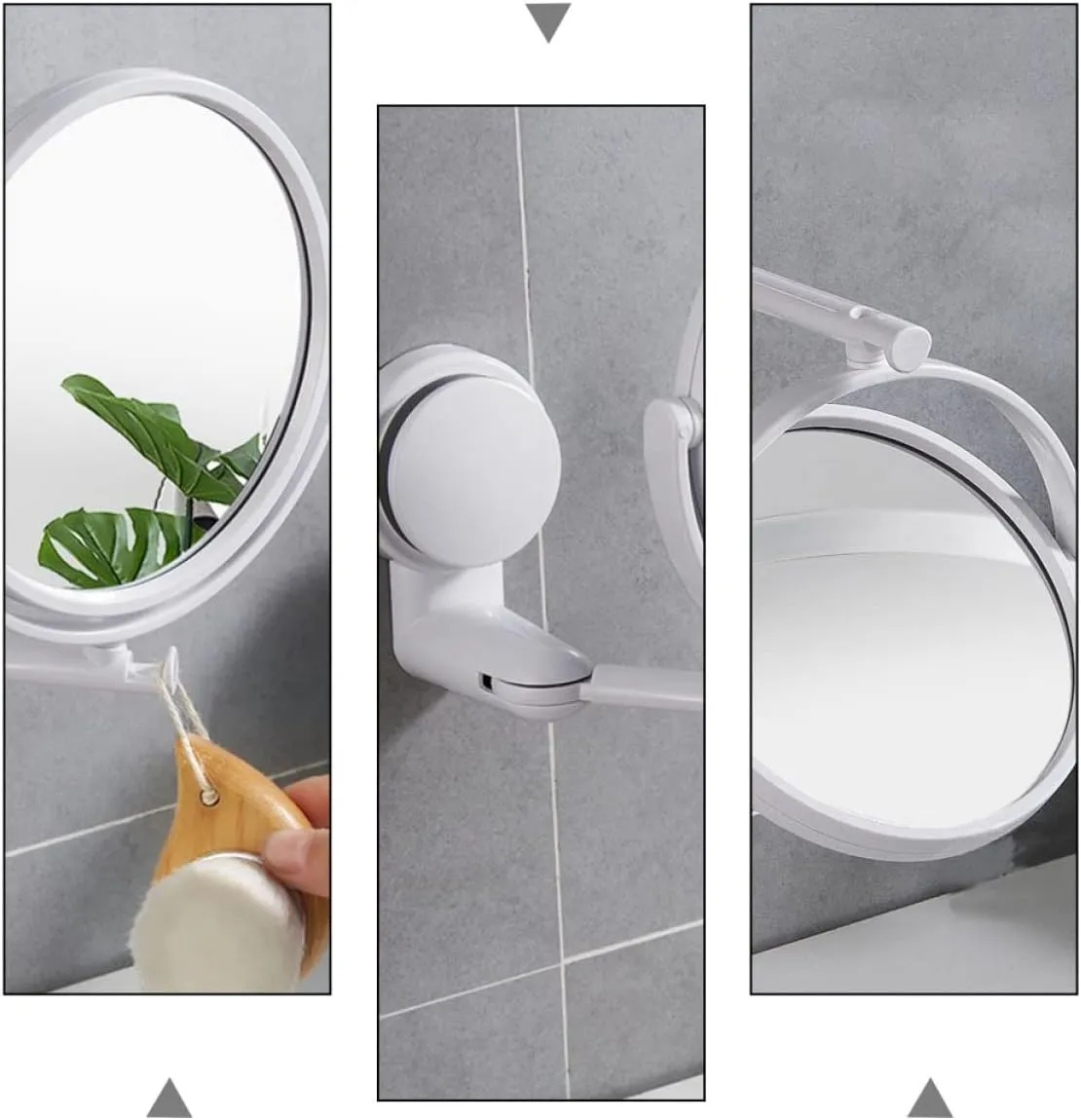 Beauty Wall- Angle Style Cosmetic Cup and Hotel with for Mirror, Adjustable Wall- Mounted Mounted Swivel Punch- Suction Degree Small Wall Hanging Makeup Mirror Folding